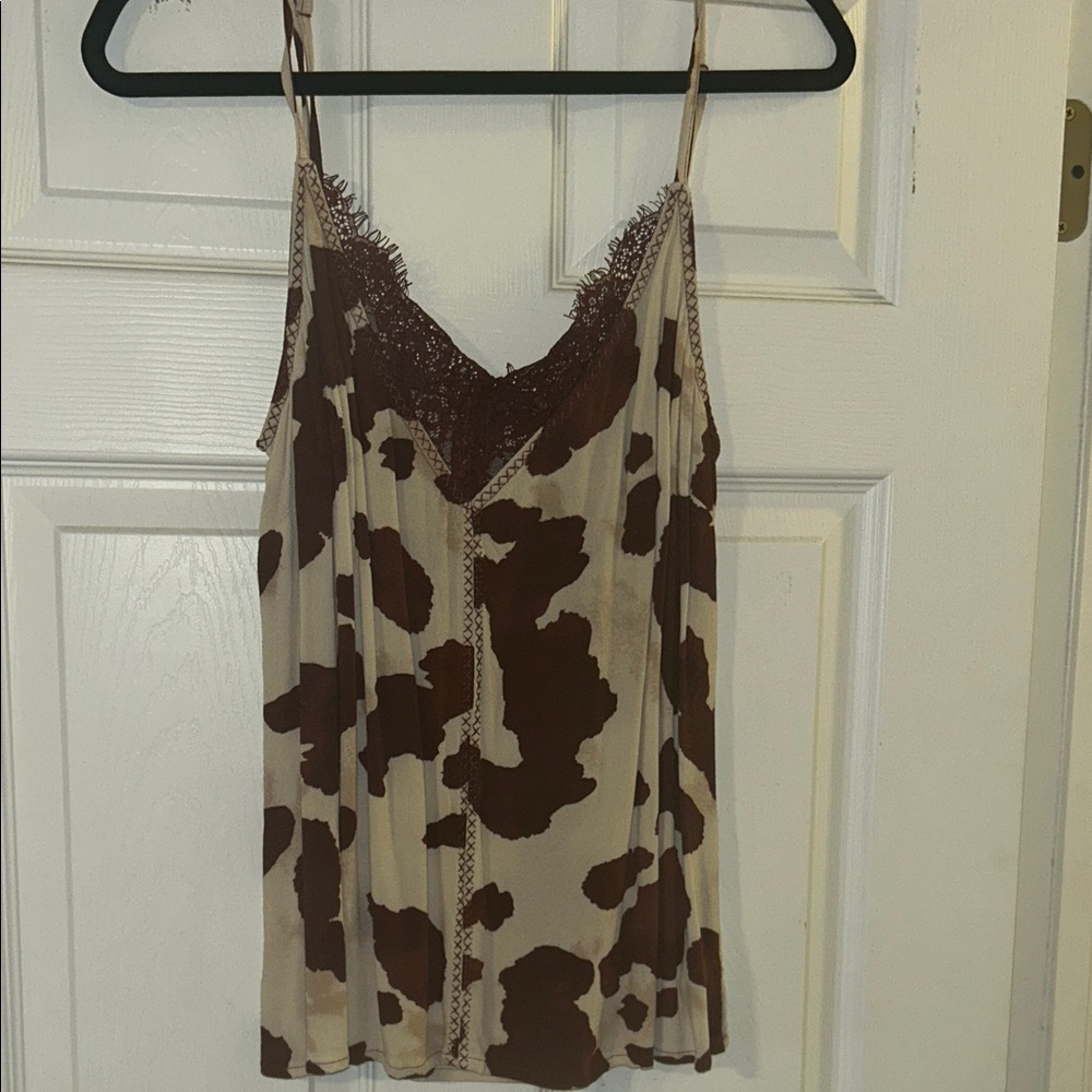 Idyllwind Cow Print Lace Cami Top